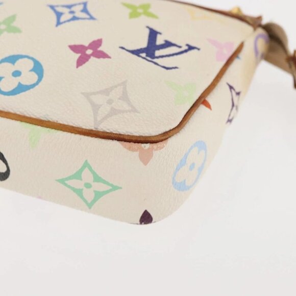 LOUIS VUITTON Multicolor Pochette Accessoires Pouch White M92649 LV Auth 144020 - Picture 4 of 16